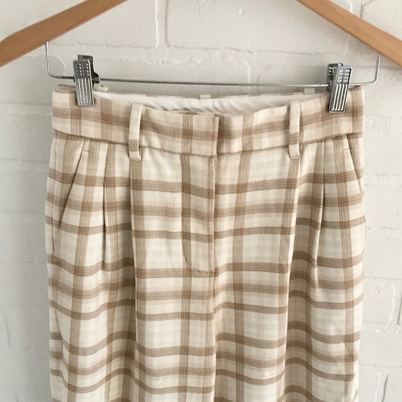 Aritzia Wilfred Effortless Plaid Wide Leg Trouser Darted High Waist Check 0 - Picture 5 of 15